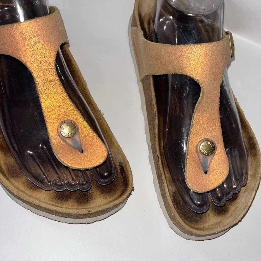 BIRKENSTOCK Gizeh Washed Metallic Sea Copper Size 39 Summer Beach Travel Casual - Picture 4 of 9